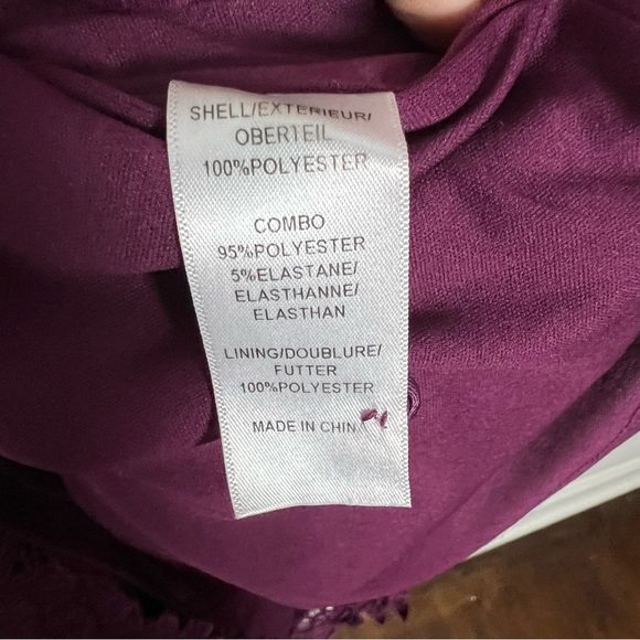 ADRIANNA PAPELL- Lace Sheath Dress Floral Purple Cocktail Mini - Picture 7 of 7